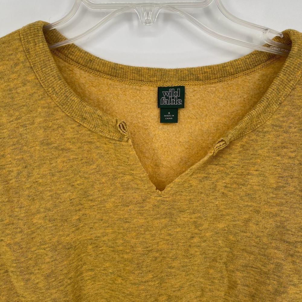 Wild Fable Women's Mustard Yellow Notch Neck Fleece Cropped Sweatshirt Size S - Picture 4 of 6